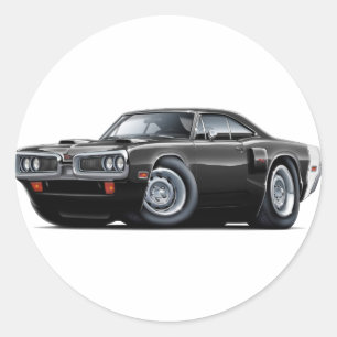 Pegatina Redonda Coche Negro-Blanco 1970 del RT de la corona