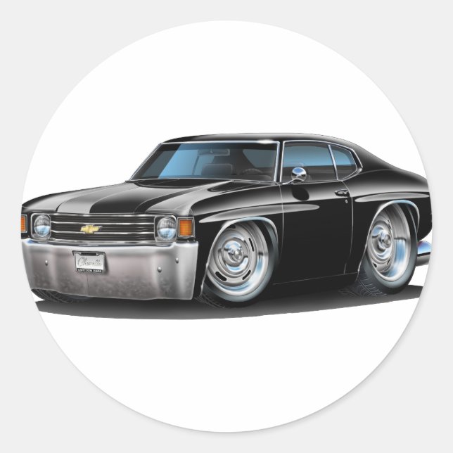 Pegatina Redonda Coche negro Chevelle 1971-72 (Anverso)