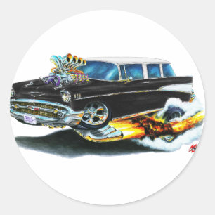 Pegatina Redonda Coche negro Chevy Nomad 1957