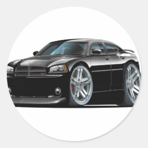 Pegatina Redonda Coche negro de Daytona del cargador de Dodge