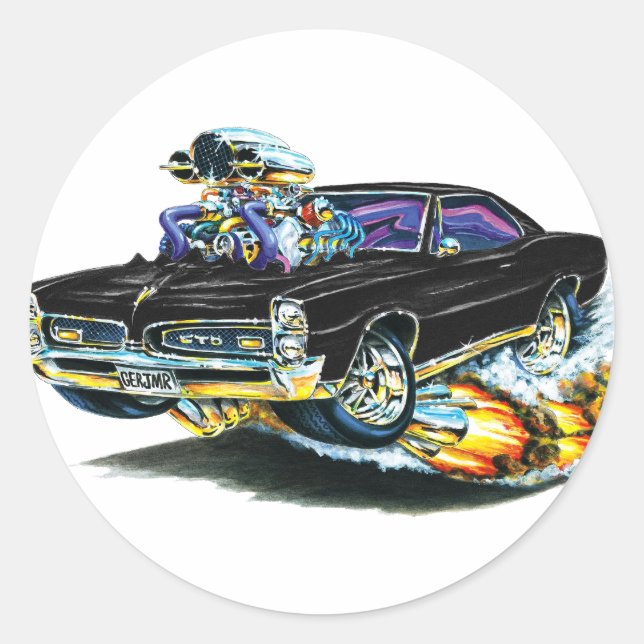 Pegatina Redonda Coche negro GTO 1966-67 (Anverso)