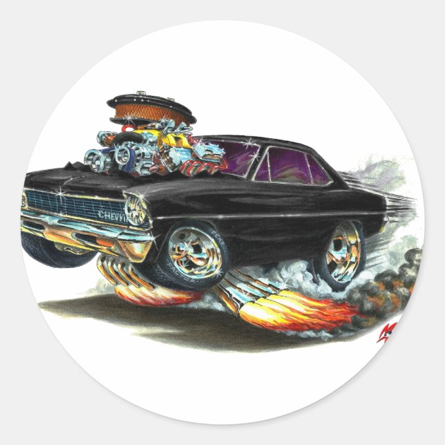 Pegatina Redonda Coche negro Nova 1966-67 (Anverso)