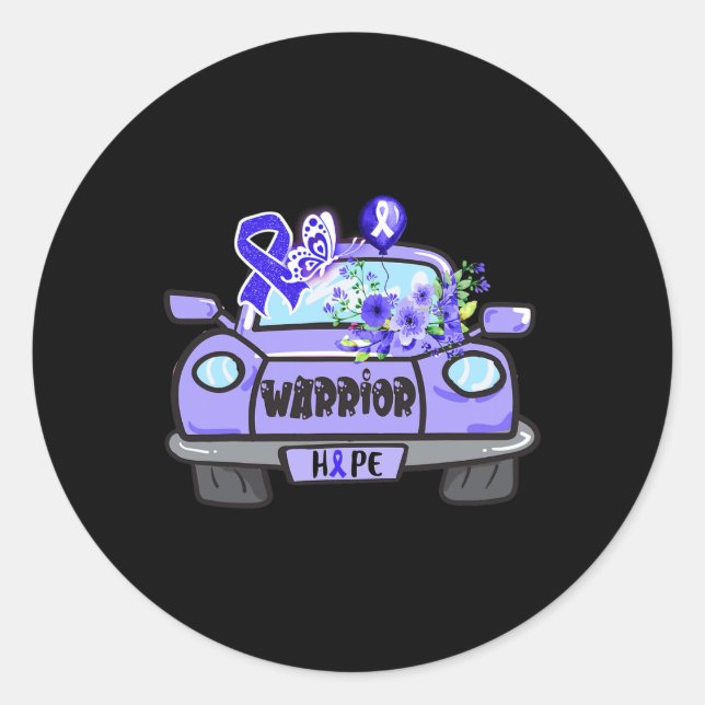 Pegatina Redonda Coche Para Ataxia Warrior Tee Ataxia Awareness Gif (Anverso)