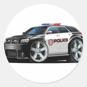 Pegatina Redonda Coche policial Dodge Magnum