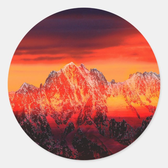 Pegatina Redonda Coche por cable Mont Blanc de Francia (Anverso)