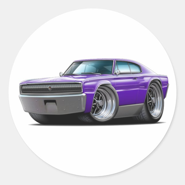 Pegatina Redonda Coche Purple Charger 1966-67 (Anverso)