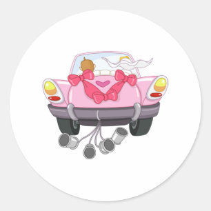 Pegatina Redonda Coche recién casado 27