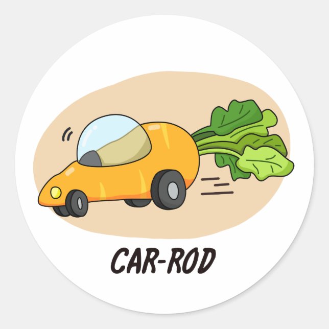 Pegatina Redonda Coche-rod Funny Carrot Pun (Anverso)