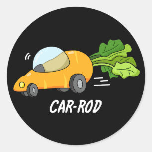Pegatina Redonda Coche-rod Funny Carrot Pun Dark BG
