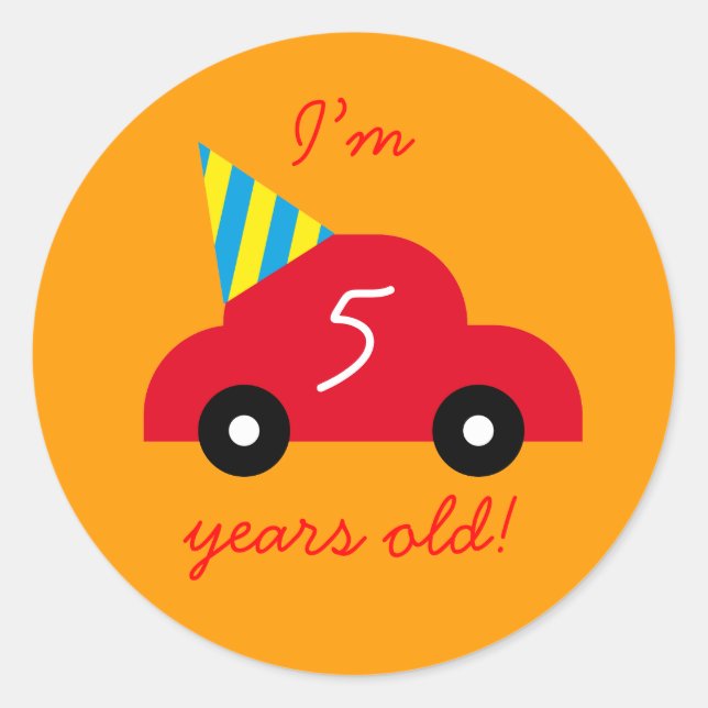 Pegatina Redonda Coche rojo (Anverso)