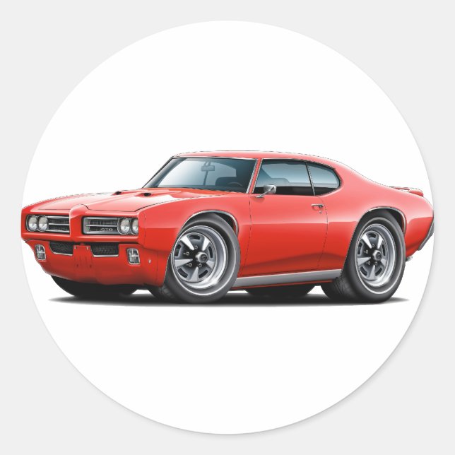 Pegatina Redonda Coche rojo GTO 1968-69 (Anverso)
