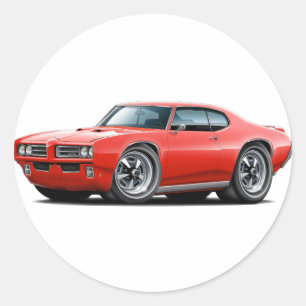 Pegatina Redonda Coche rojo GTO 1968-69