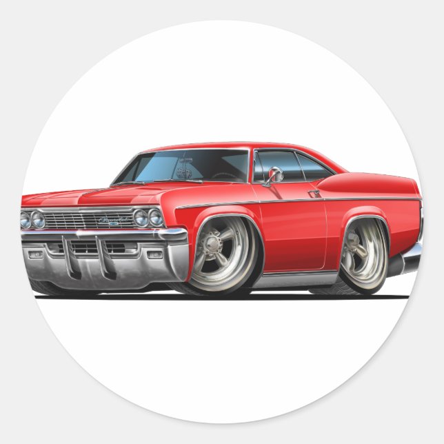 Pegatina Redonda Coche rojo Impala 1965-66 (Anverso)