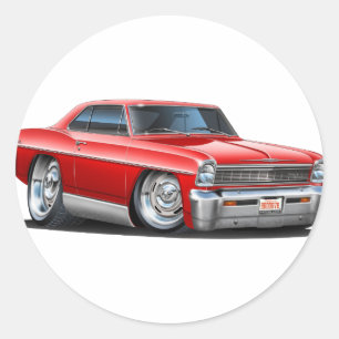 Pegatina Redonda Coche rojo Nova 1966-67