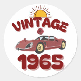 Pegatina Redonda coche vintage