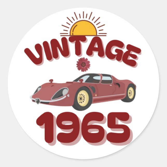 Pegatina Redonda coche vintage (Anverso)