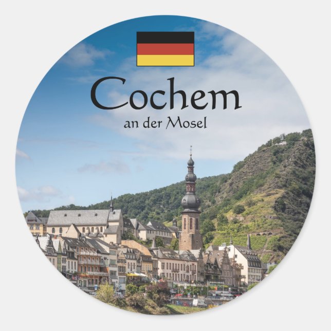Pegatina Redonda Cochem Germany Souvenir (Anverso)