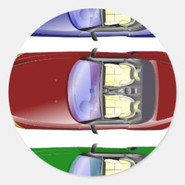 Pegatina Redonda Coches coloridos