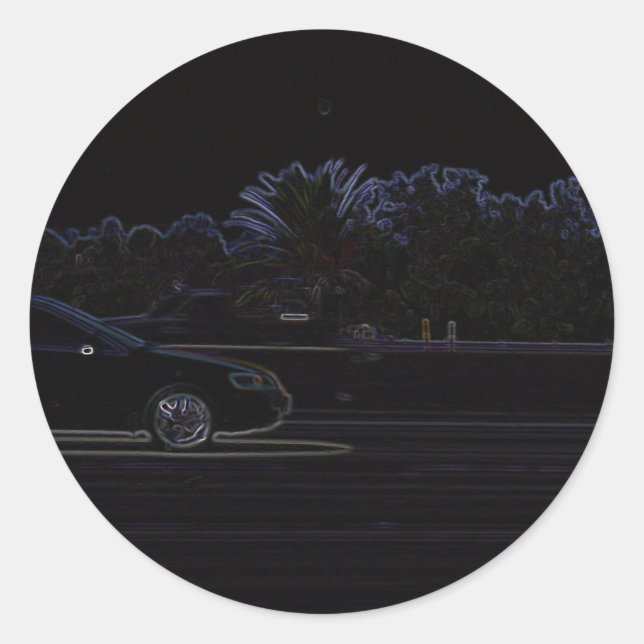 Pegatina Redonda Coches negros (Anverso)