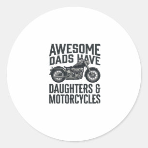 Pegatina Redonda Cociente de papá hijas de motocicleta vector vinta