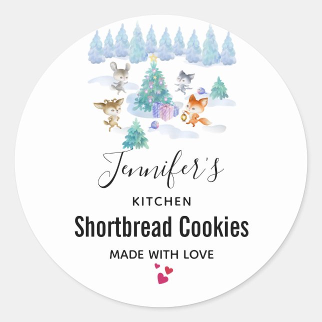 Pegatina Redonda Cocina acuática de los navidades de animales fores (Anverso)