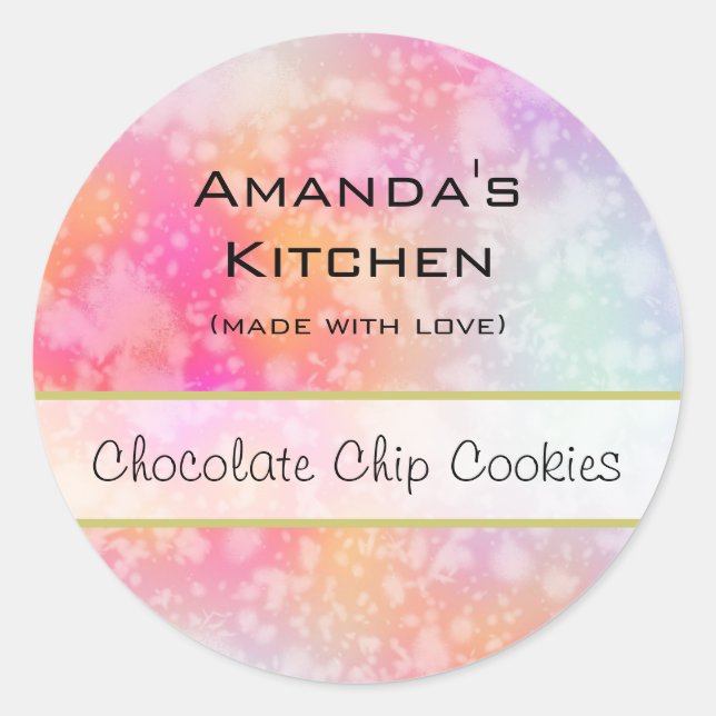 Pegatina Redonda Cocina acuática rosa y Naranja (Anverso)