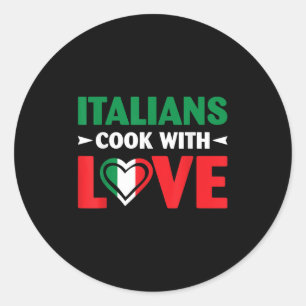 Pegatina Redonda Cocina Con Amor Chef Italiano Frases Divertidas Ci