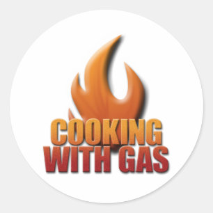 Pegatina Redonda Cocina con gas