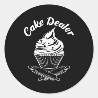 Pegatina Redonda Cocina de amor de Baker Baker Baking Cupcake