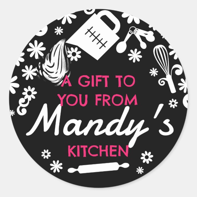 Pegatina Redonda Cocina de carne pastelería de pastelería con salsa (Anverso)