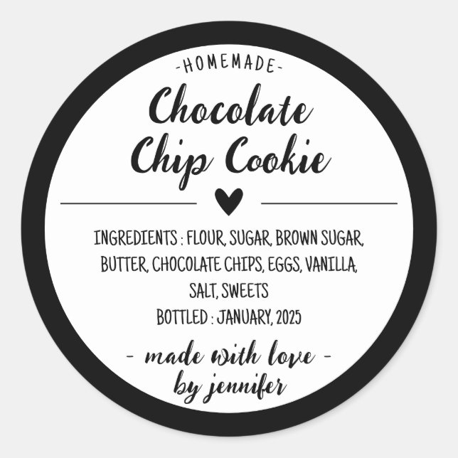 Pegatina Redonda Cocina de chocolate casero negro (Anverso)