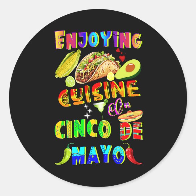 Pegatina Redonda Cocina De Cinco De Mayo (Anverso)