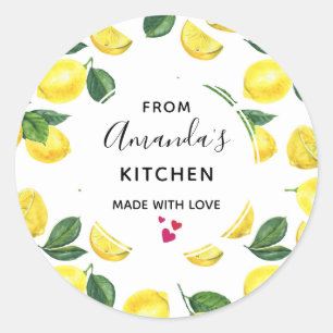 Pegatina Redonda Cocina de diseño de patrón de fruta color de agua 