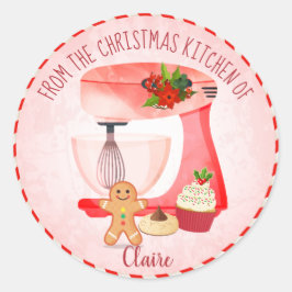 Pegatina Redonda Cocina de horneado navideño para navidades