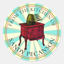 Pegatina Redonda Cocina de horno de vintage de la cocina de