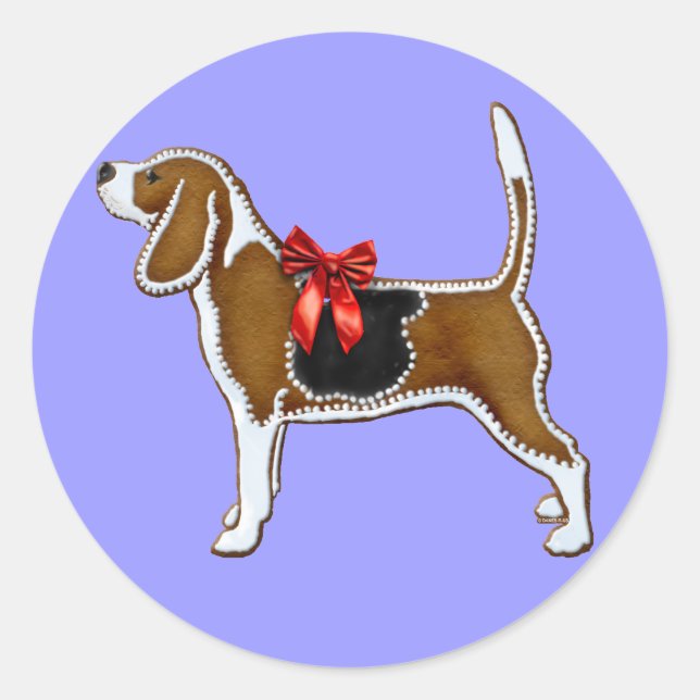 Pegatina Redonda Cocina de los Navidades de Ginger Bread Beagle (Anverso)