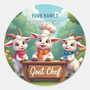 Pegatina Redonda Cocina de Personalizado Cute Goat