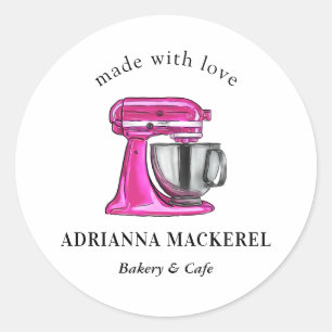 Pegatina Redonda Cocina del chef pastelero panecillo rosado