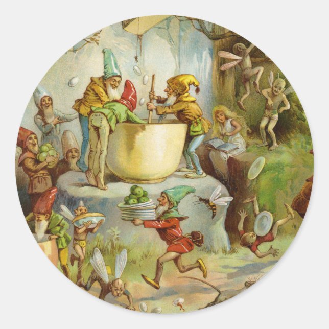 Pegatina Redonda Cocina En La Cocina Gnome (Anverso)