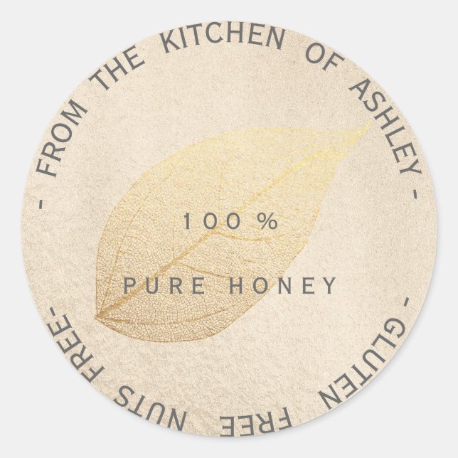 Pegatina Redonda Cocina Gluten Nueces de oro gratis Hoja Titanium P (Anverso)