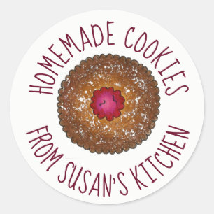 Pegatina Redonda Cocina horneada personalizada Raspberry Linzer Tor