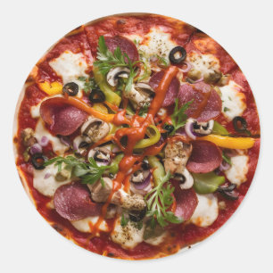 Pegatina Redonda Cocina o restaurante pizzería italiana