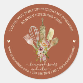 Pegatina Redonda Cocina Panadería Chef Terracota Rústica