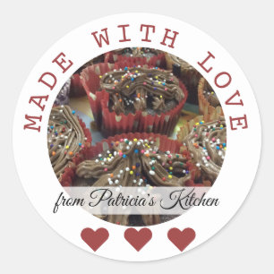Pegatina Redonda Cocina personalizada hecha con amor