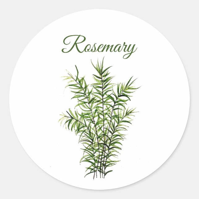 Pegatina Redonda Cocina vegetal Rosemary Herb moda verde culinaria (Anverso)