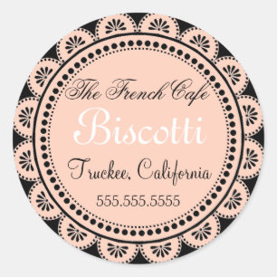 Pegatina Redonda Cocinas caseras de encaje rosado