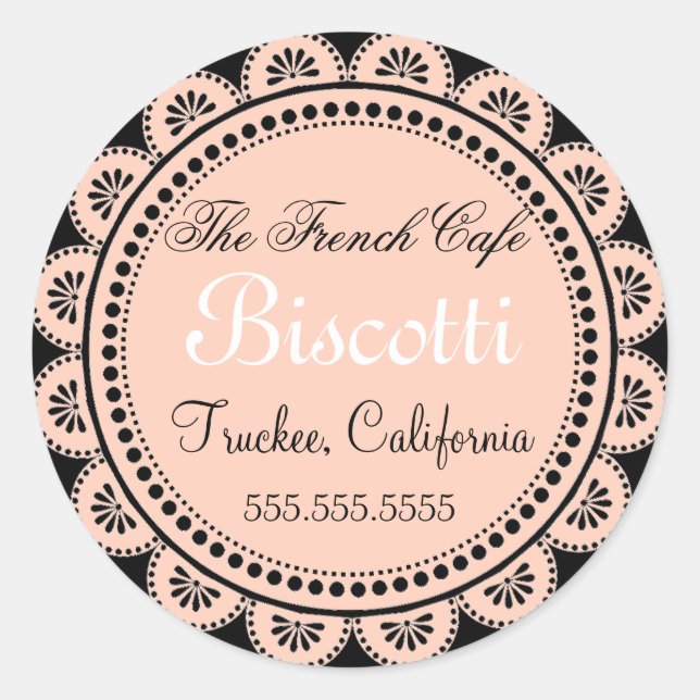 Pegatina Redonda Cocinas caseras de encaje rosado (Anverso)