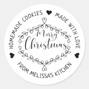 Pegatina Redonda Cocinas caseras hechas con amor Feliz Navidad
