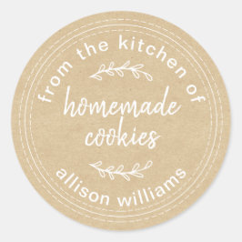 Pegatina Redonda Cocinas caseras rusticas de la cocina de Kraft