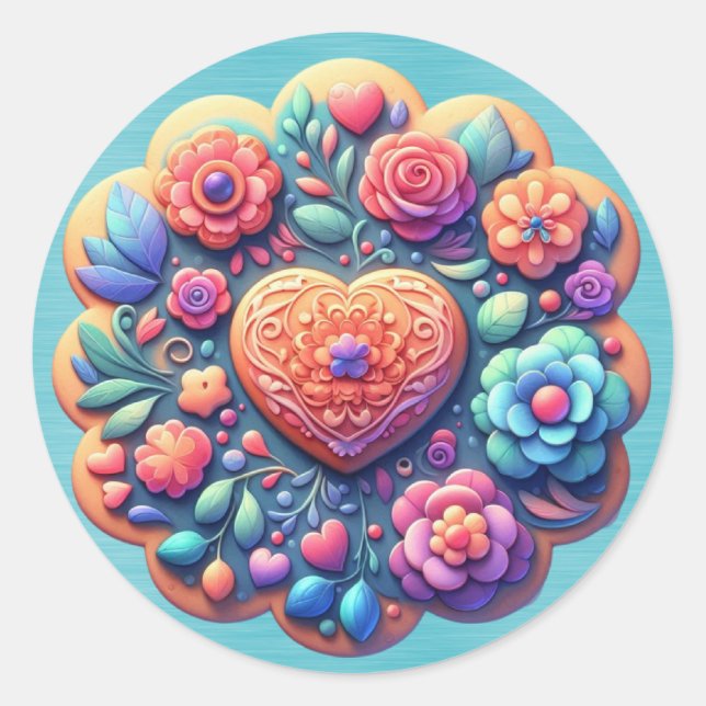 Pegatina Redonda Cocinas Decoradas Como Flores (Anverso)